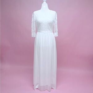 Elegant White Lace Maxi Dress - Classic Women's Dress
